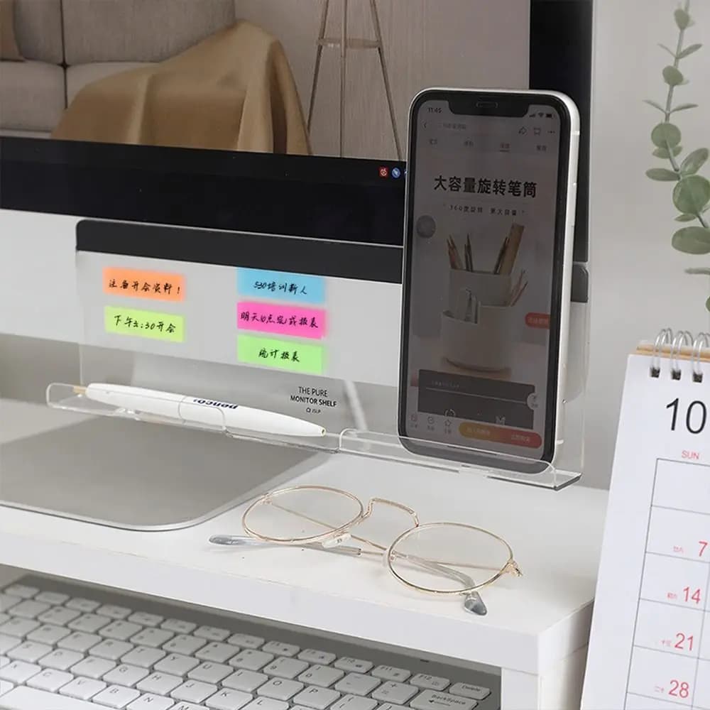 Desk Side Storage Rack Display Under Message Wall To Put Cell Phone Charging Notes