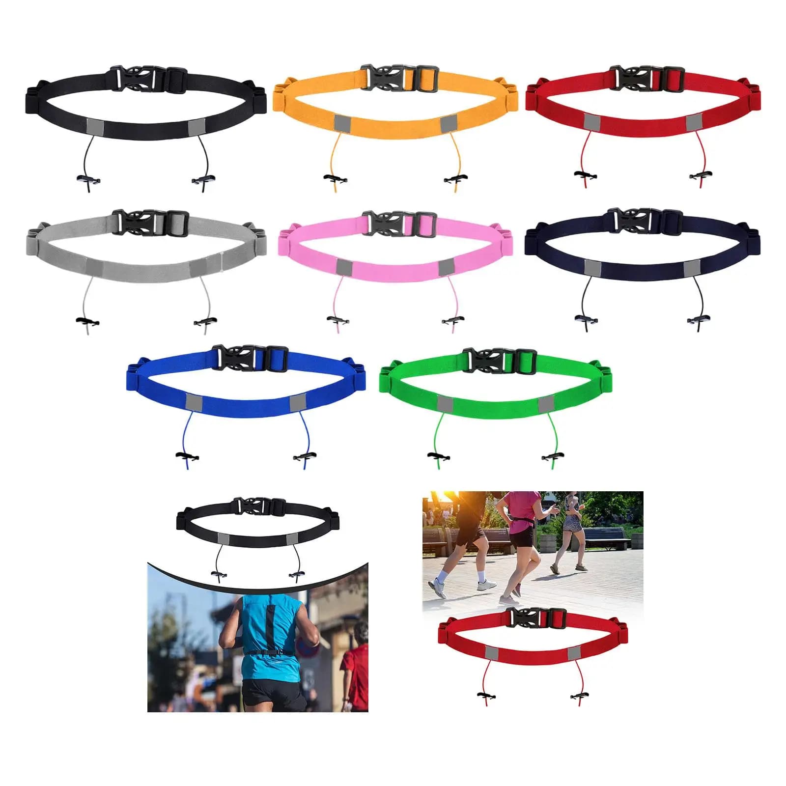 Triathlon Numeral Belt with Rings, Quick Hook Reflective Support for Running Platform, for Unisex, Athletes and Jogger Training