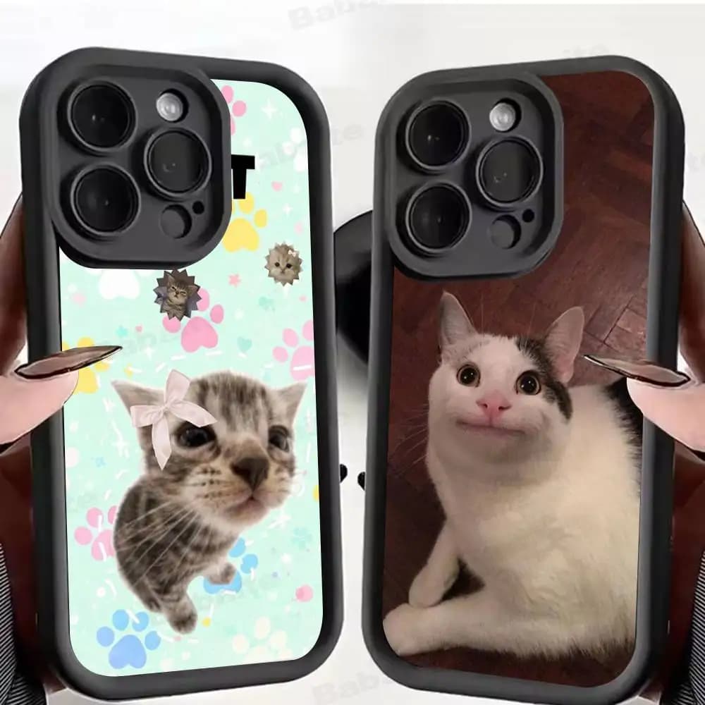 Divertente Cover per iPhone a Forma di Gatto per iPhone 11 12 13 16 15 17 14 Pro Max, Custodia Morbida in Silicone