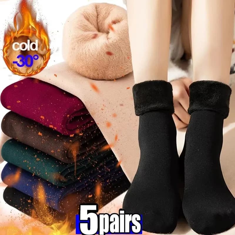 5/2/1 Paia di Calzini Termici da Donna, Calzini Corti Invernali in Pile Often, Calzini in Lana Cashmere, Socks in Velvet for Snow Boots, for Home and Floor