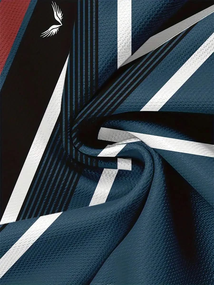 T-shirt sportiva casual da uomo con stampa a forma di ala, tessuto leggero, girocollo, per viaggi all'aperto e vacanze