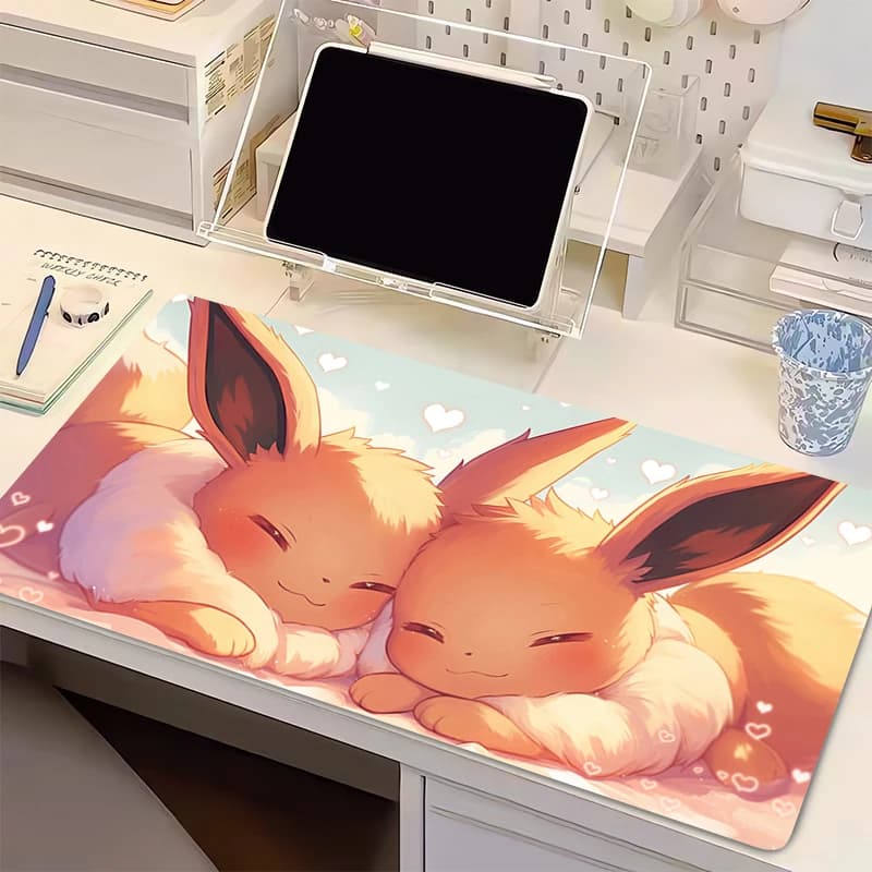 Tappetino per mouse grande antiscivolo per giocatori di e-sport P-Pokemon Eevee Tappetini da scrivania per ufficio Accessori per giochi per PC Tappetini per mouse Tappetino per tastiera per laptop