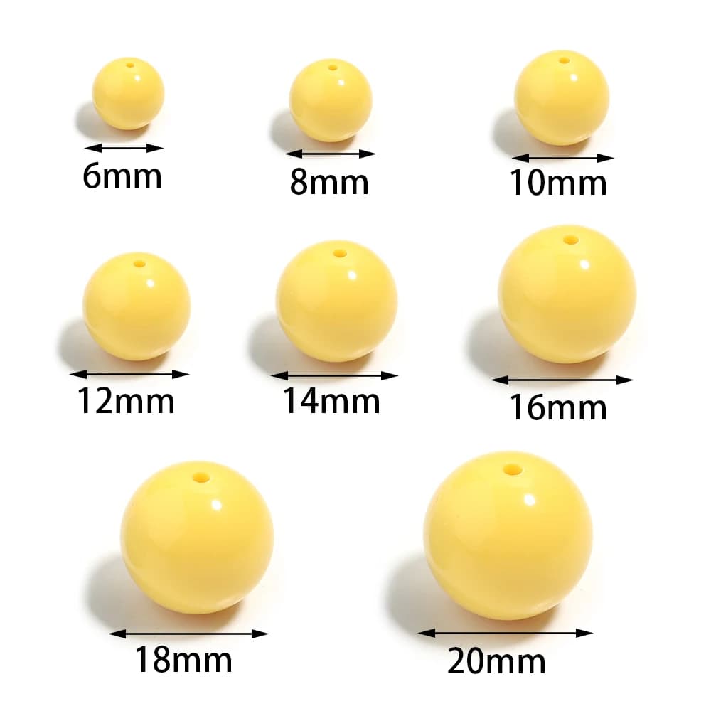 Perline acriliche colorate da 6-20 mm, perline rotonde lisce, perline distanziatrici sfuse per la creazione di gioielli, orecchini fai da te, bracciali, collane e accessori.