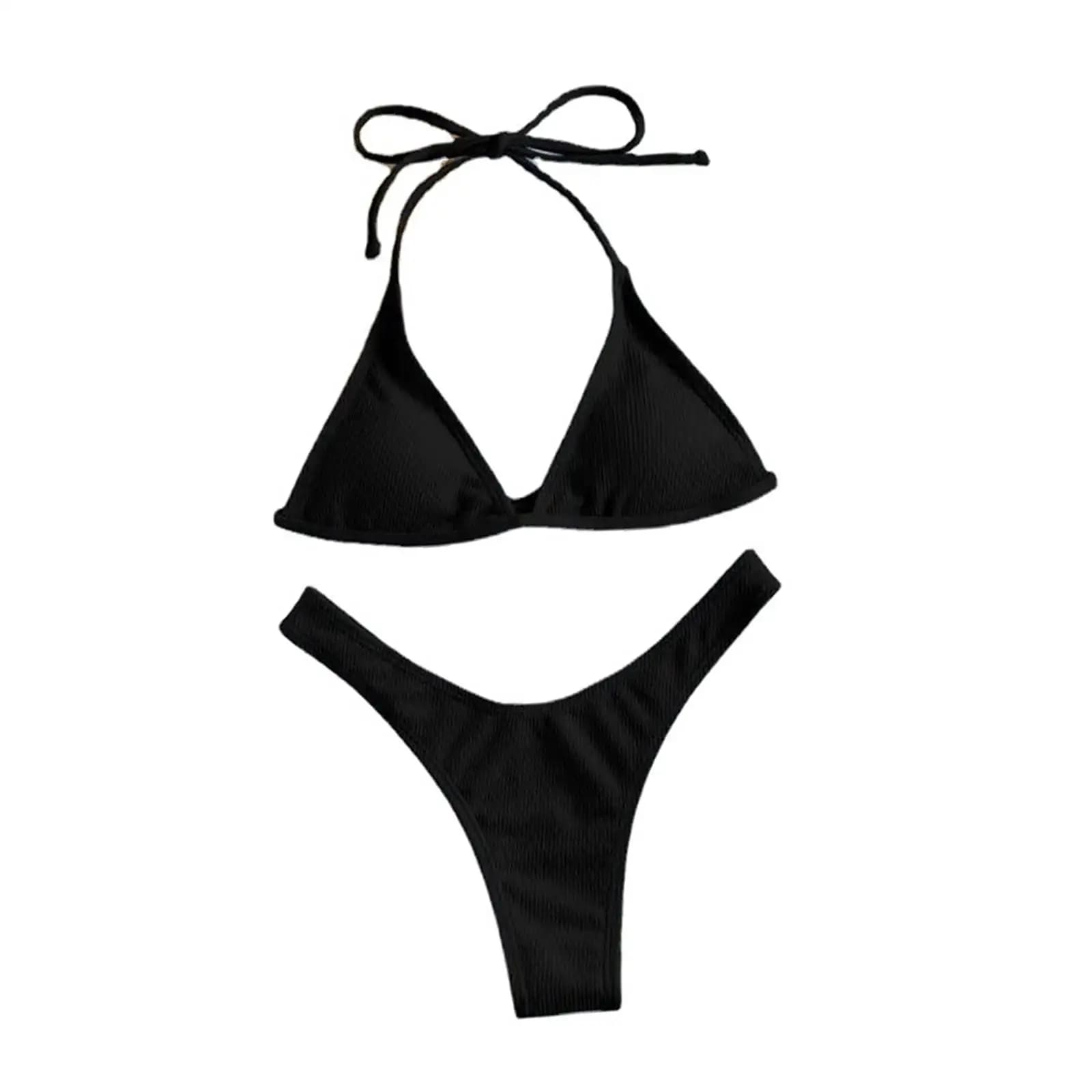 Set bikini a triangolo da donna, comodo costume da bagno in due pezzi per