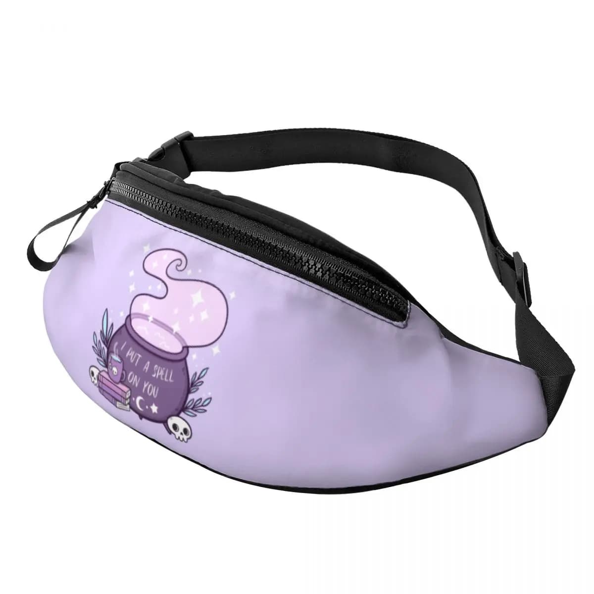 Marsupio personalizzato con calderone da strega per viaggi, escursionismo, donna, uomo, Halloween, teschio gotico occulto, marsupio a tracolla, marsupio per telefono