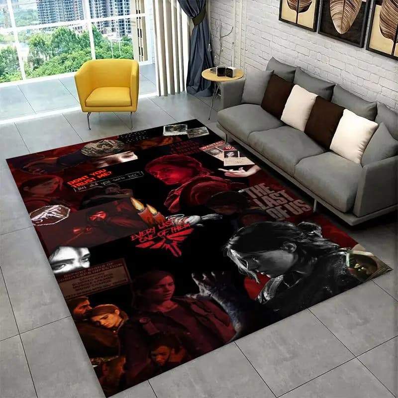 Horror Game TV The Last of Us Non-Slip Area Rug for Living Room,Bedroom,Playroom,Soft Carpet Floor Mat Home Decor Rug Kids Room