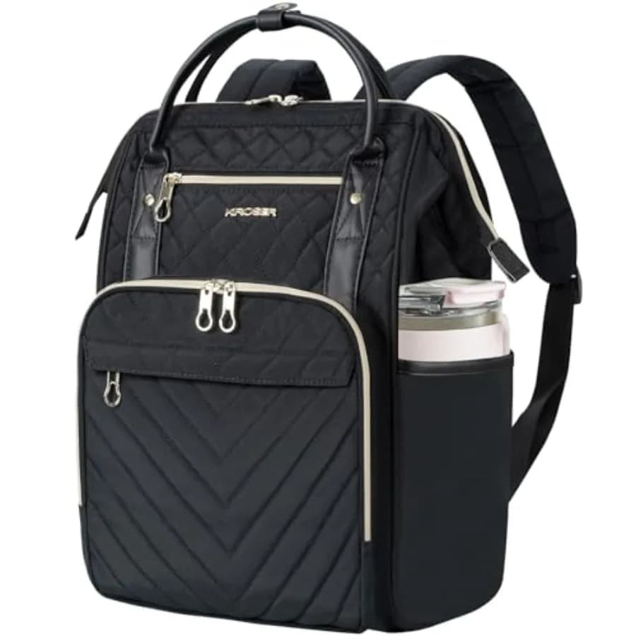 Laptop Backpack 17" Stylish Backpack Water Repellent College Casual Daypack Travel Busess Work Bag for Men/Women-Quilted