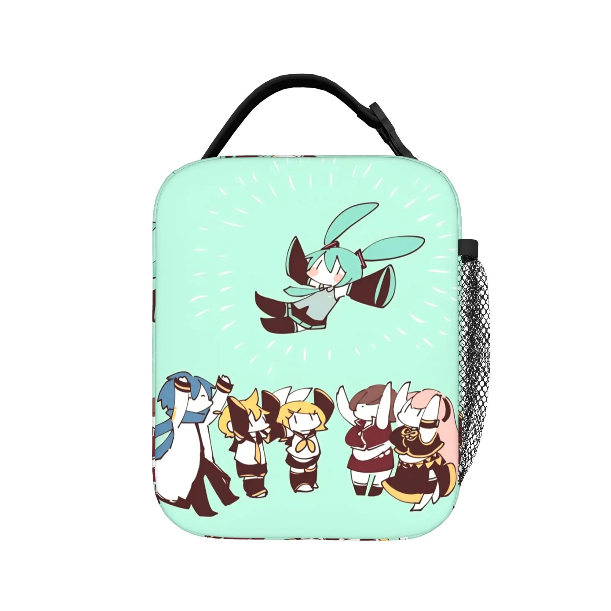 H-Hatsunes Mikus Chibi Kawaii Insulated Lunch Bags Cooler Bag Reusable,Meal Container Large Tote Lunch Box Food Bag College