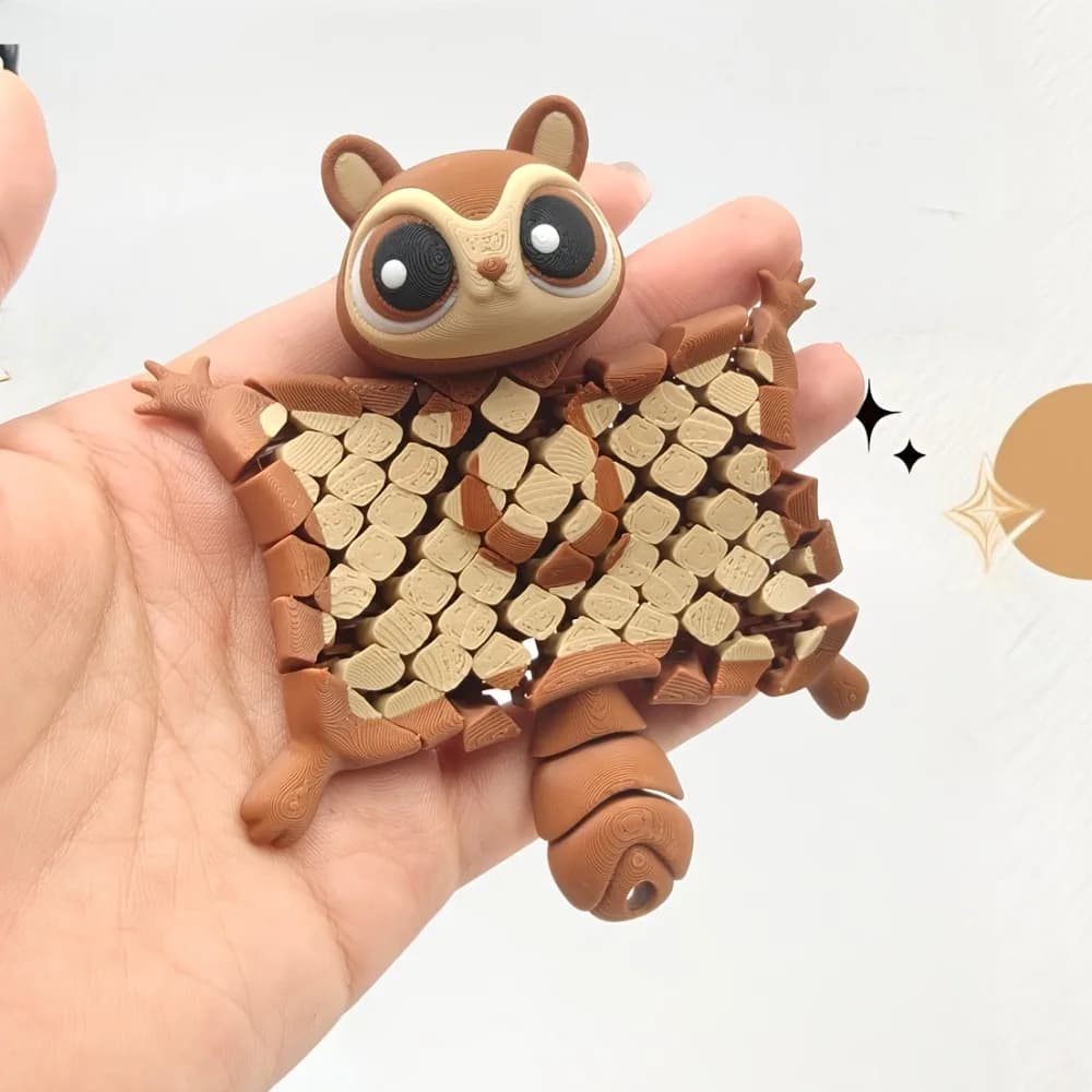 Scoiattolo volante stampato in 3D Scoiattolo volante Figurina Modello di pipistrello Figura Divertente gioco educativo Giocattolo antistress per adulti Bambini
