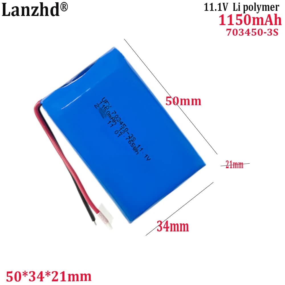 Polymer lithium battery 703450-3S 11,1 V li 1150 mAh For handheld scanner battery