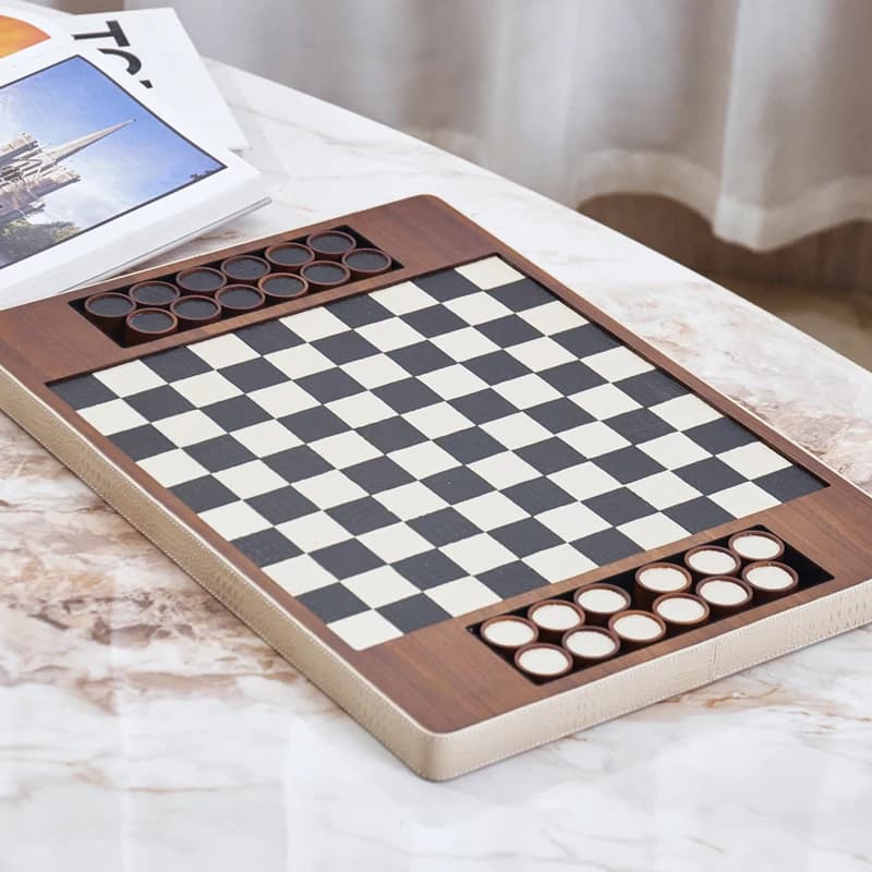 Set di scacchi in legno moderno personalizzato, decorazione per la casa, per l'interior design