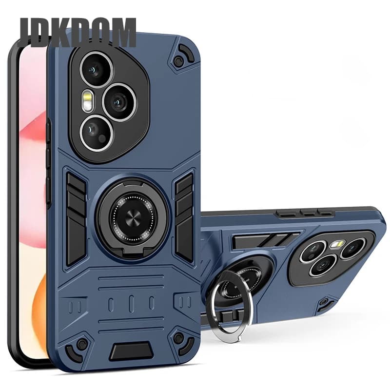 JDKDOM Heavy Duty Metal Ring Invisible Phone Case For Honor 400 Lite Support Magnetic Ring For Honor Magic 7 Pro
