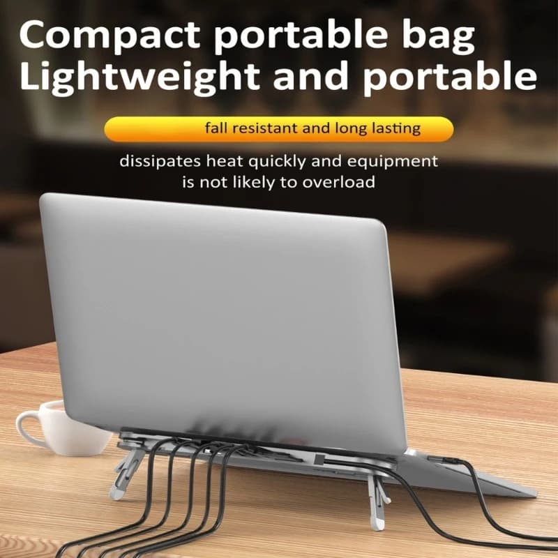 Supporto per Laptop in Alluminio A+ con 7 Porte USB C, Ricarica PD100W, Lettore di Schede 4K60Hz, Regolabile