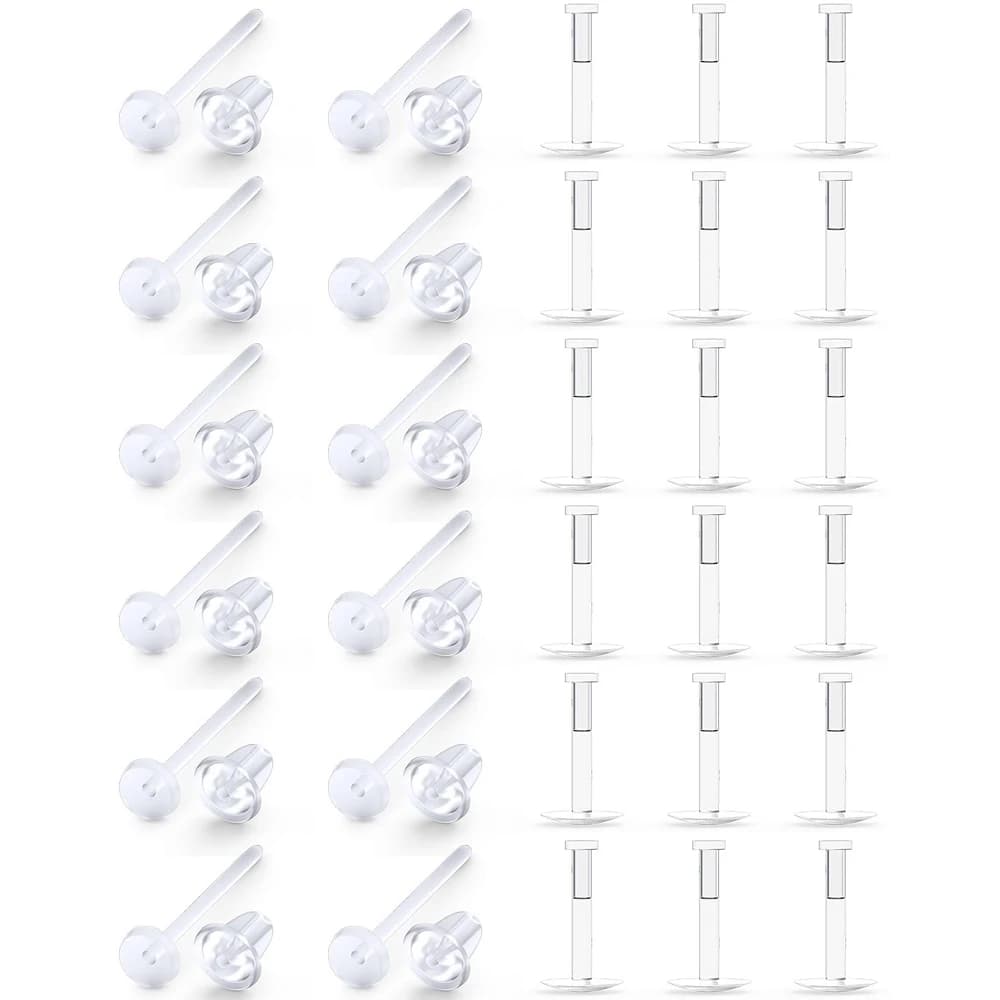 Invisible Plastic Earring Posts Clear Ear Hole Retainer Earring Studs Clear Ear Spacers Cartilage Piercing Jewelry for Men Women