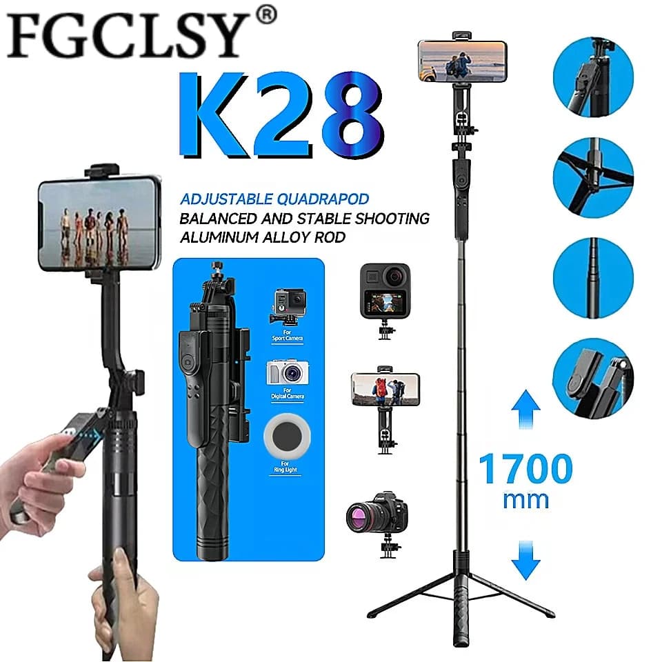 FGCLSY Nuovo treppiede per fotocamera smartphone, supporto con otturatore Bluetooth e luce, staffe per selfie stick wireless con supporto per telefono