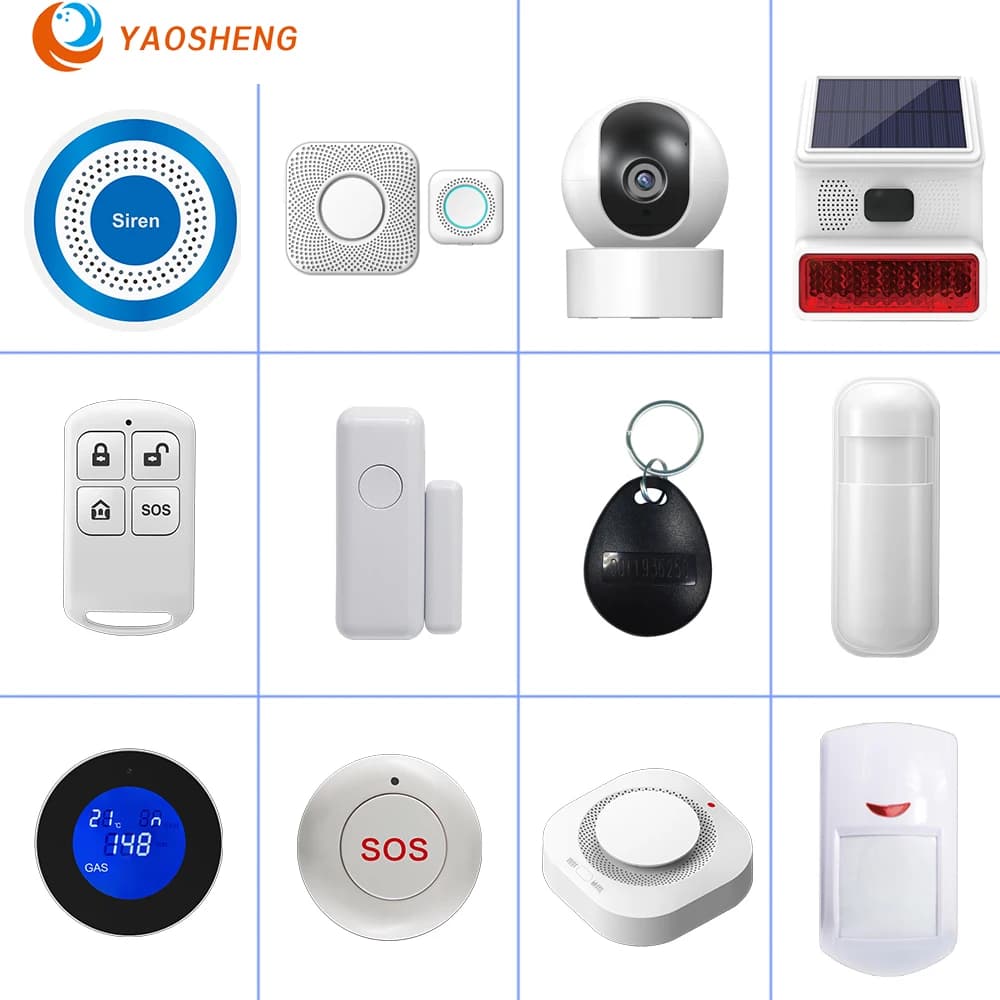 Sistema di allarme di sicurezza antifurto domestico Rilevatore di sensori di movimento wireless Sensore per porta Sirena esterna Controllo remoto Funziona con host di allarme