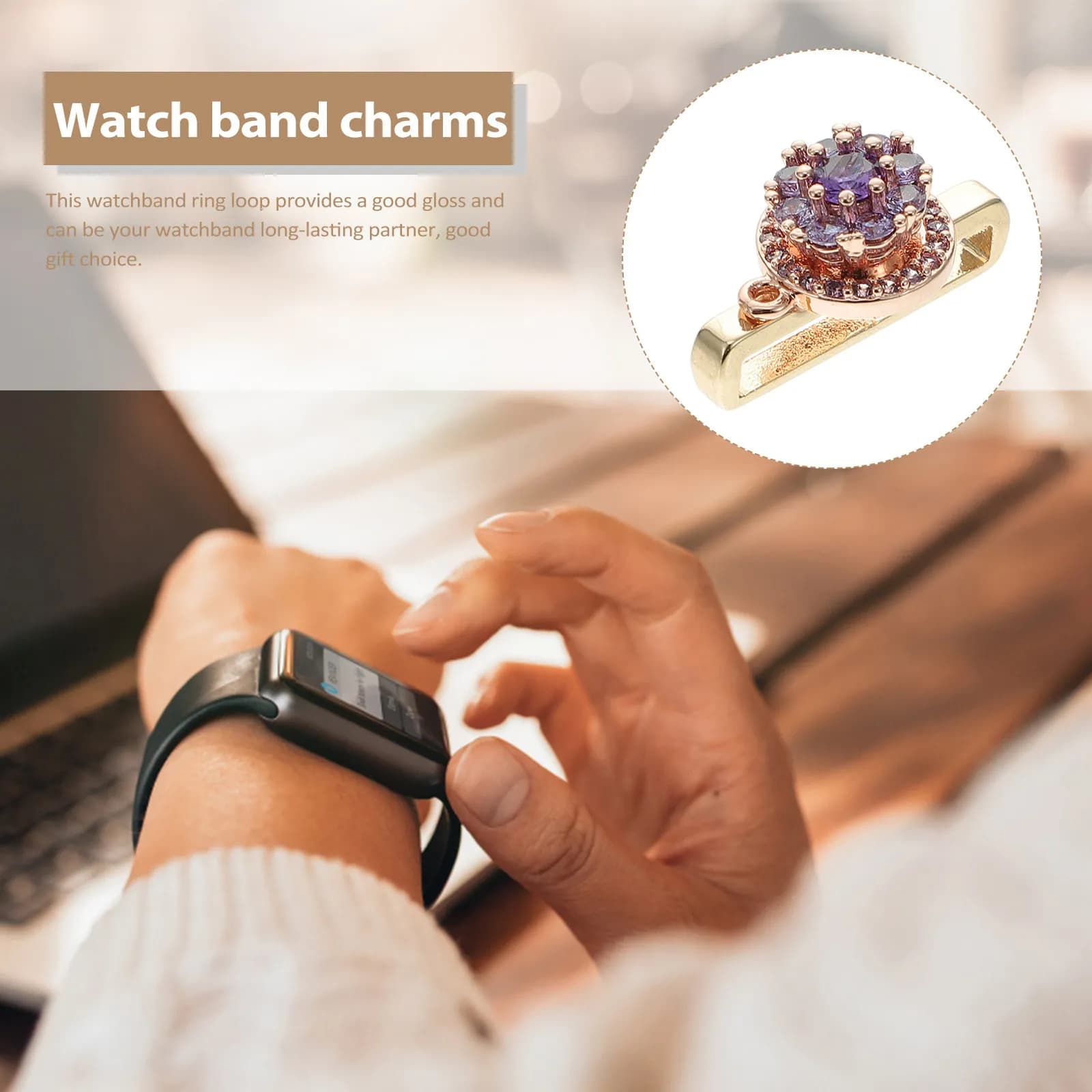 Anello Decorativo in Lega per Cinturino Orologio, Charm per Cinturini in Silicone, Accessorio Smartwatch, Decorazione per Cinturini