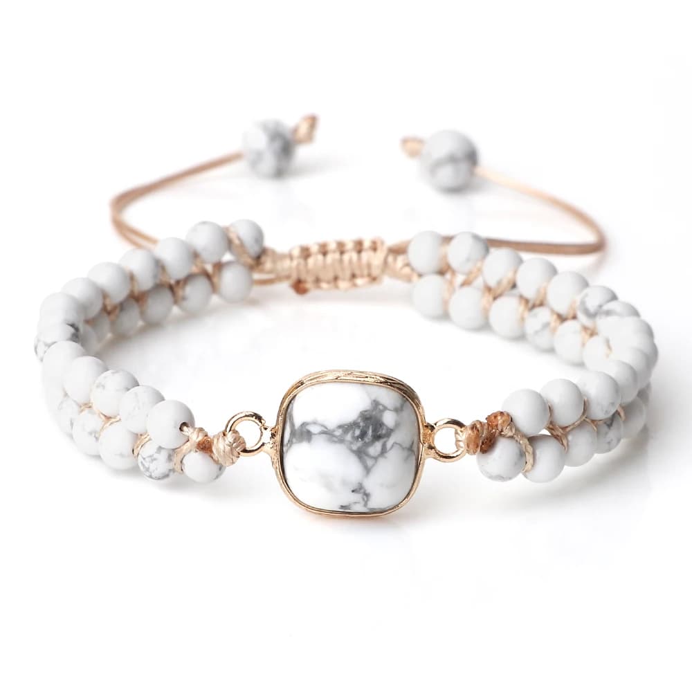 Mini braccialetti in pietra howlite bianca naturale da 4 mm per donna uomo perline in pietra naturale braccialetti curativi per yoga gioielli con ciondoli fatti a mano