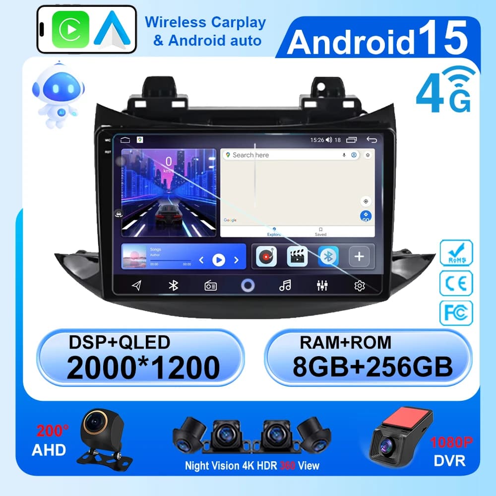 Android 15 Per Chevrolet Tracker Trax 2016 - 2019 Autoradio Lettore Video Multimediale Bluetooth Navigazione GPS DSP Carplay 5G wifi