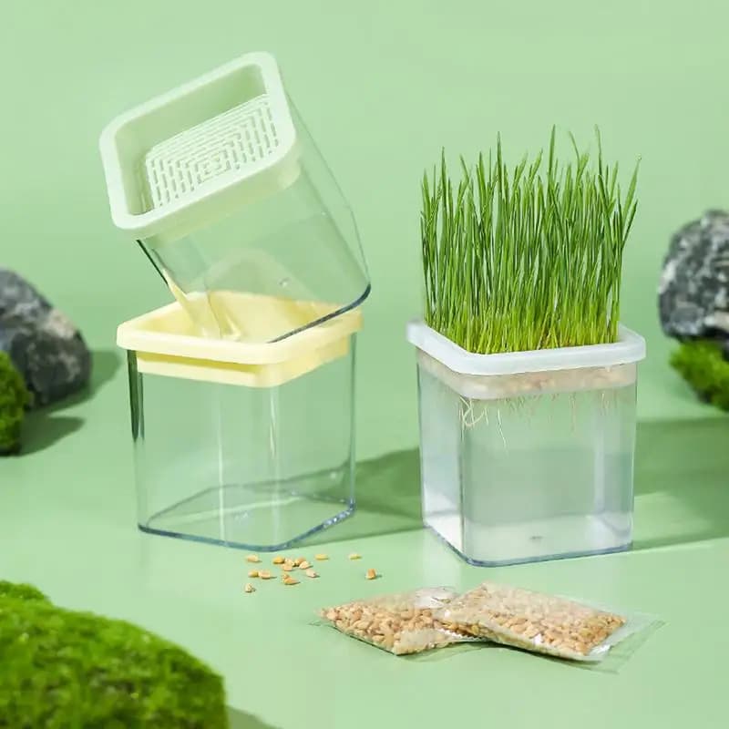 Planter for Cats Kit for Growing Grass for Groundless Cats Planter Hydroponic Planter for Cats Seed Germination Trays Set