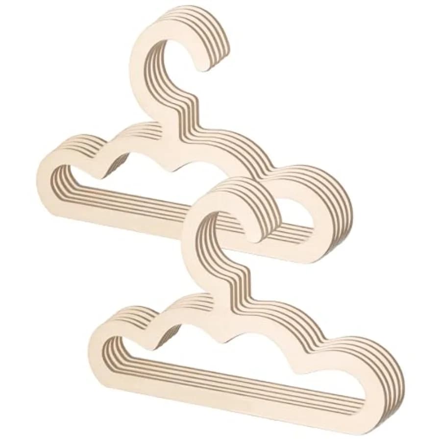 10Pcs Wooden Hangers for Baby Closet, Wood Clothes Hangers 8.6inch Cute Anti-Slip Closet Organizer for