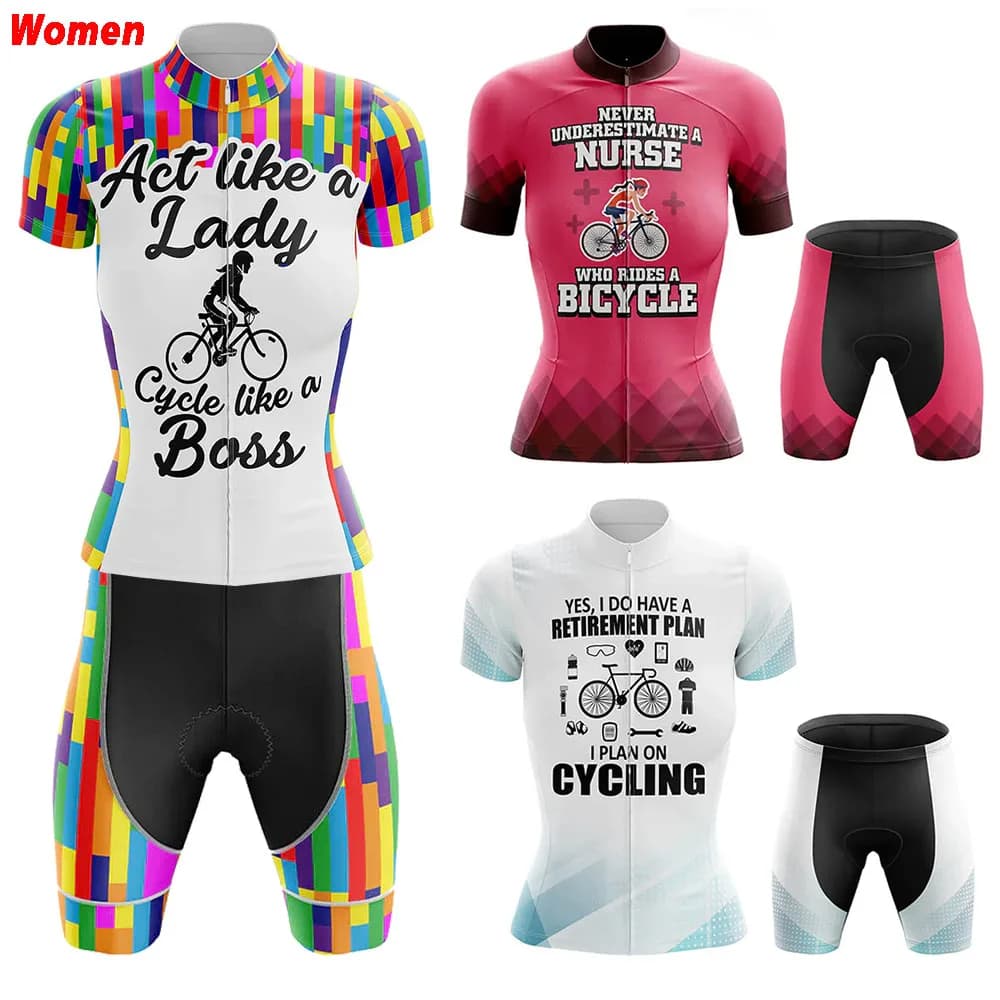 Infermiera da ciclismo Poliestere Abbigliamento da ciclismo Maglia uniforme Pantaloncini da bici da donna Uomo Pantaloni da Mtb Completo Set Bicicletta Sport da montagna