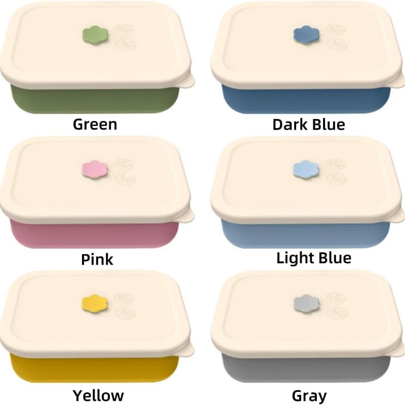 Portapranzo Bento in silicone resistente alle perdite, contenitore riutilizzabile per la preparazione dei pasti senza BPA con 4 scomparti per microonde e lavabile in lavastoviglie