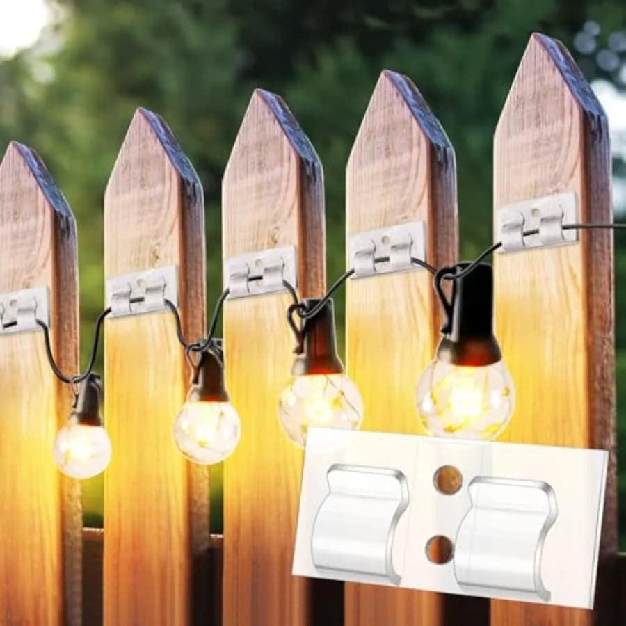 Hooks for Outdoor String Lights Clips, Outdoor Light Clips with Waterproof Adhesive Strips, Heavy Duty Cable Clips Hooks for Ha
