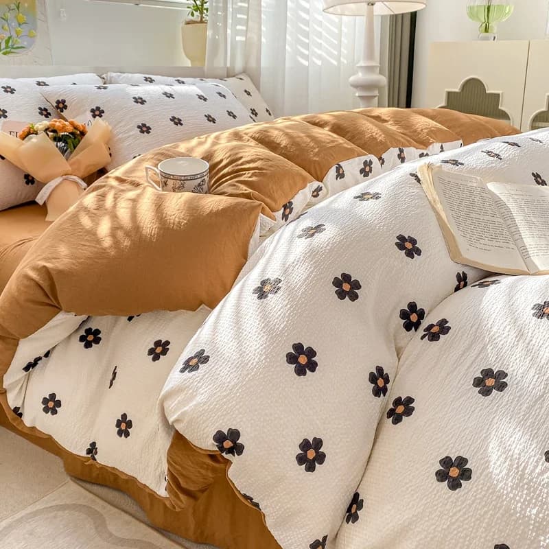 Bed linen set with flowers Simple cover Federa per donna Girl Single bed linen double bed linen in washed cotton