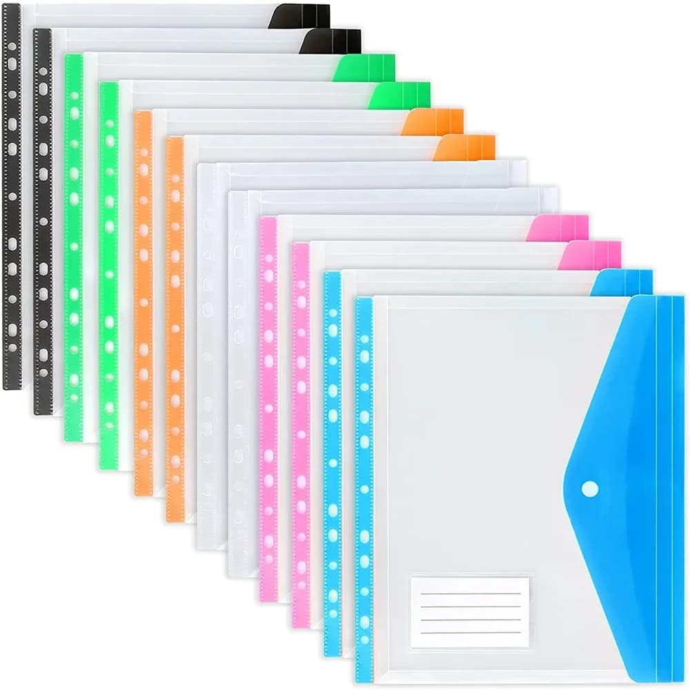 Cartelle di file in plastica formato A4 Portafogli File di documenti colorati Buste per buste per forniture domestiche per ufficio scolastico all'ingrosso