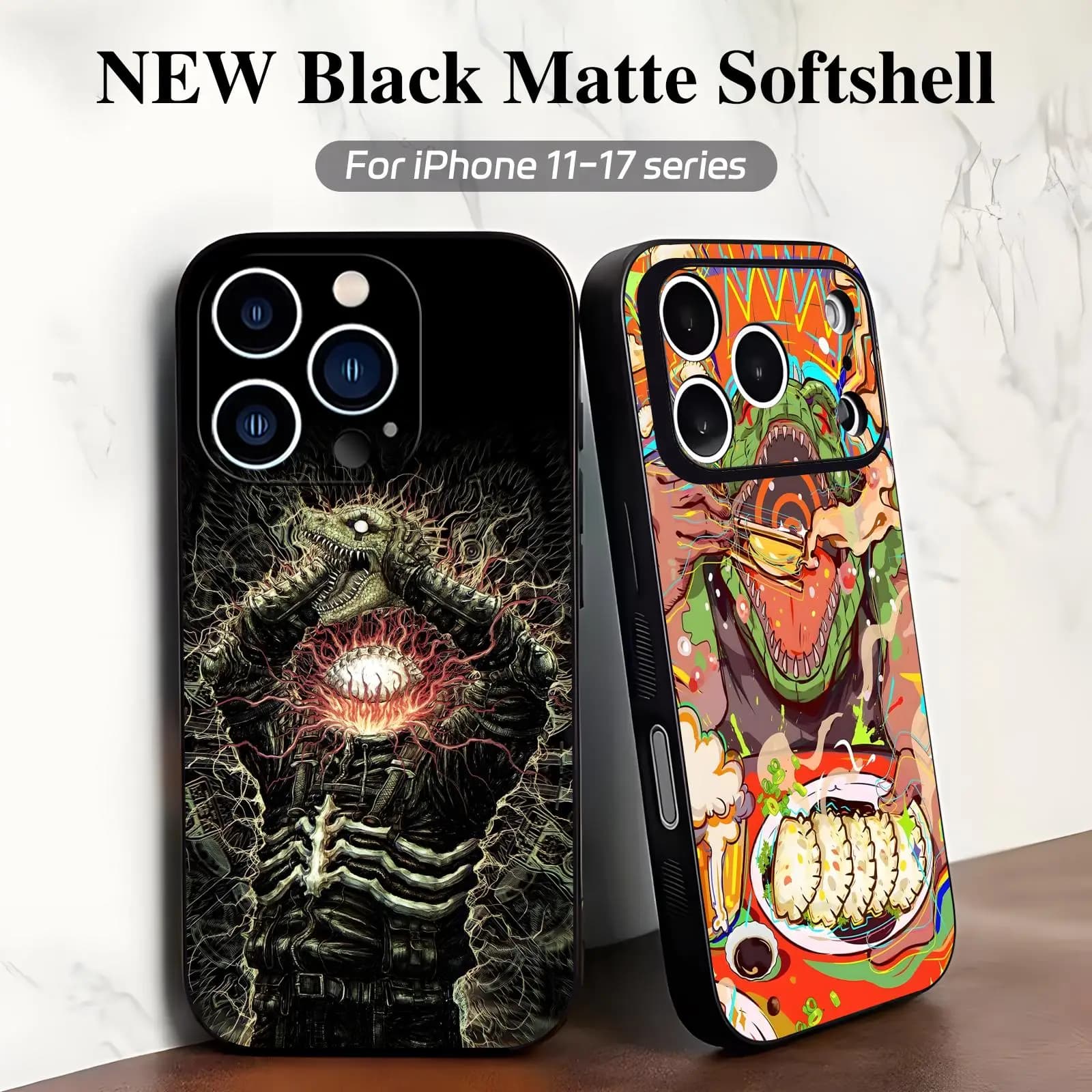 Custodia Morbida Anti-Caduta Nera per iPhone 17 16 16e 15 14 13 12 Plus Mini Pro Max - Anime Dorohedoro