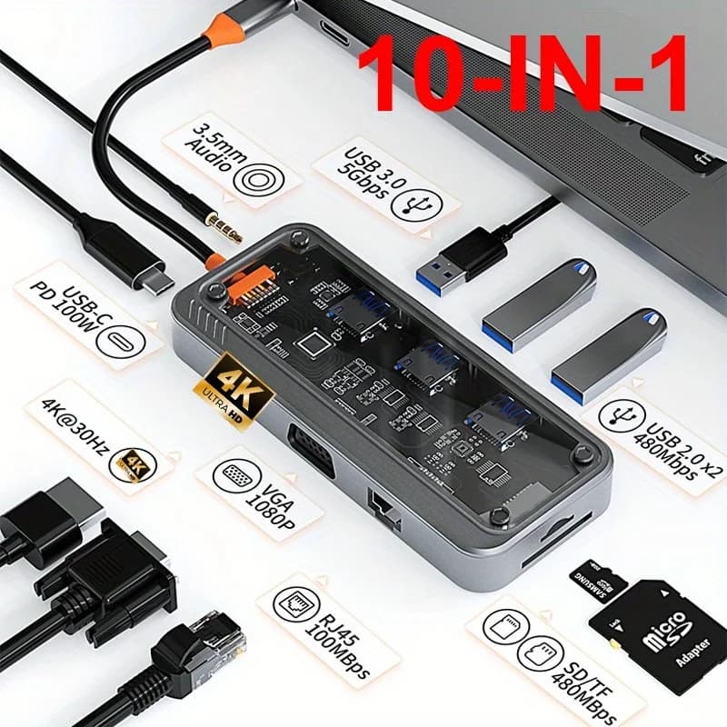 Hub USB C 4K per MacBook Pro/Air e iPad pro - Convertitore audio/video compatibile HDMI con cavo USB 3.0 PD Type-C