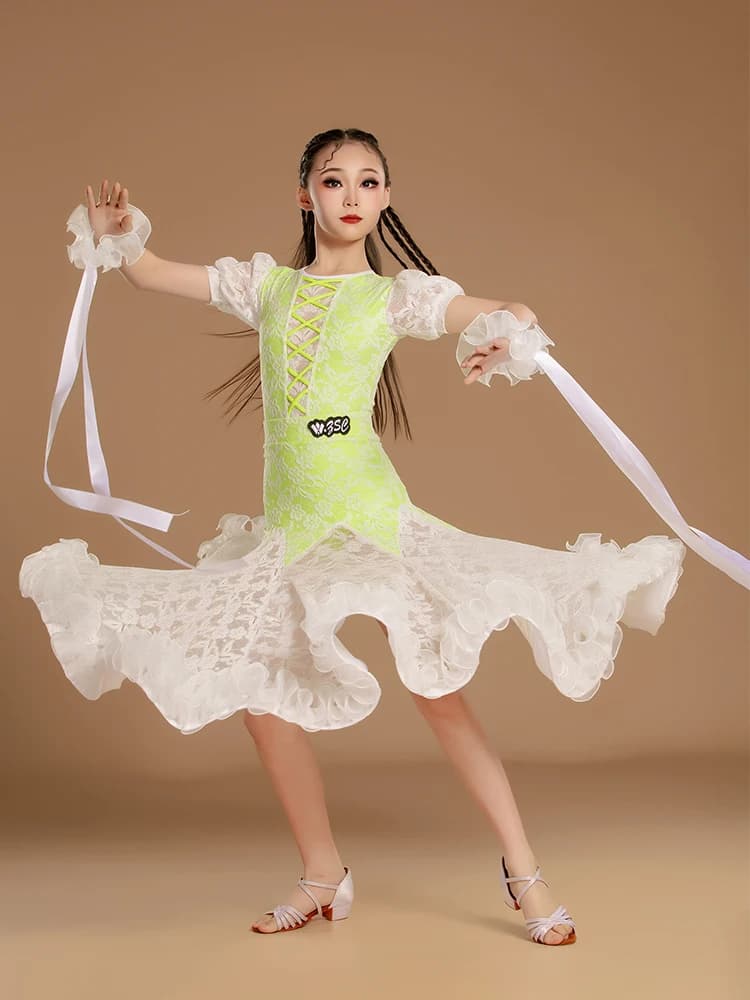 Costumi di danza moderna Nuovo set di gonne da ballo per ragazze Vestito da pratica di ballo da sala per bambini
