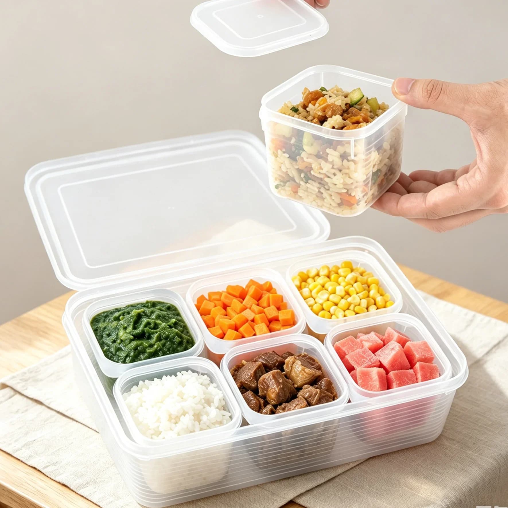Refrigerator Food Storage Container with Lid Sealed Leakproof Freezer Storage Box Condiment Sauce Containers Meal Prep Box
