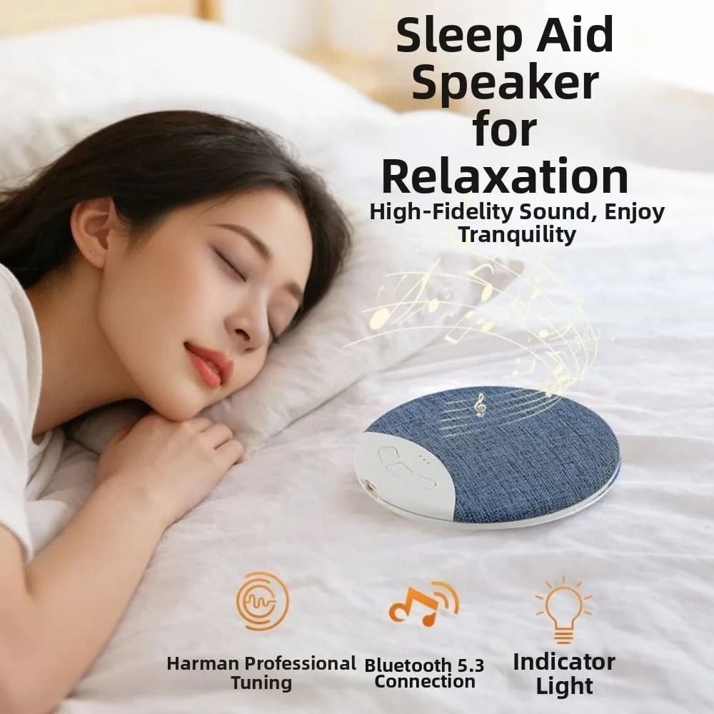 Altoparlante Bluetooth 5.3 da Posizionare Sotto il Cuscino, Suono Stereo HiFi, Timer a 3 Livelli, Altoparlante Wireless per Dormire Ultra-Sottile