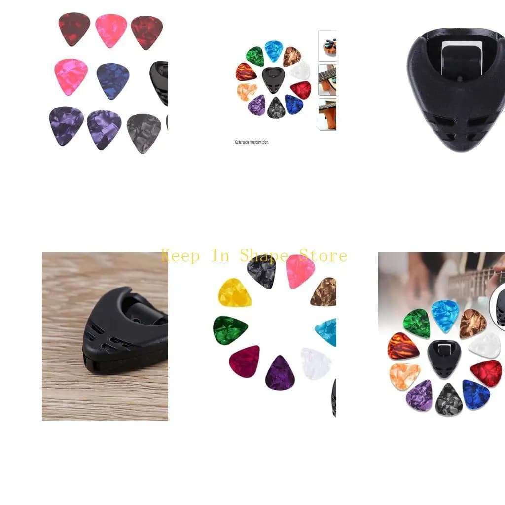 U1JC 10Pcs Wear Resistant Acoustic Guitar Pick Plectrums Electric Guitar Pick & Pick Holder Set Guitar Replacement Part