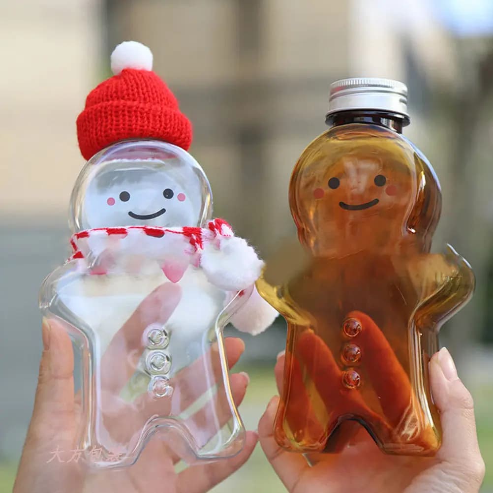 10 Pieces Bottles for Beverages in the shape of Gingerbread Christmas, Containers Sealed Containers for Caramels and Water