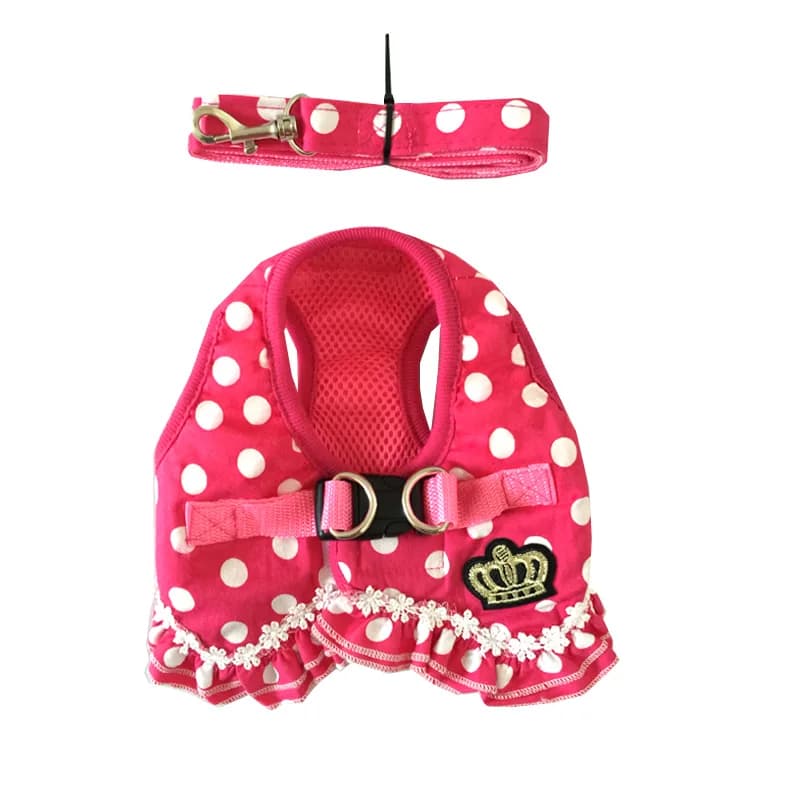 Pettorina per cani di lusso Dot Design pettorina per cani carino piccolo cucciolo forniture collare per cani guinzaglio Set accessori per Gatos Chihuahua