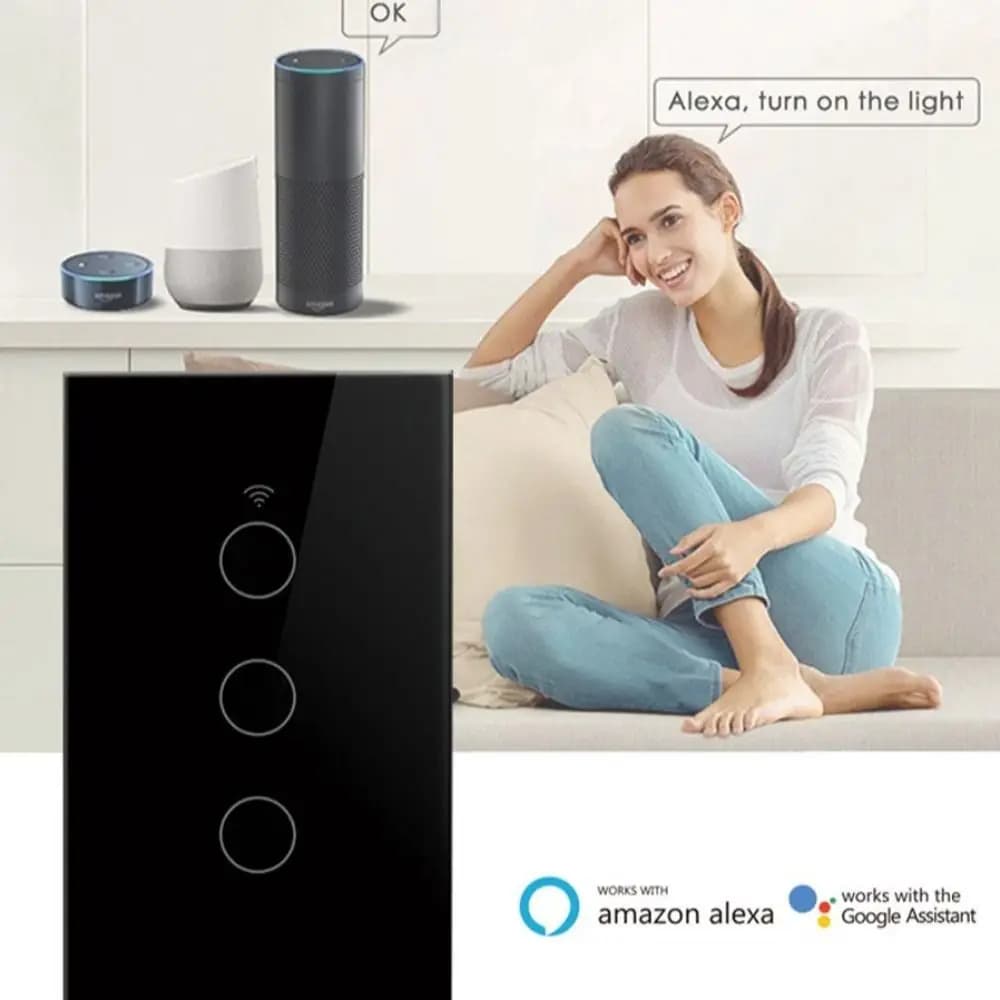 Interruttore Luce Smart WiFi con Spina USA, Controllo Tramite App, Interruttore LED Touch con Sensore e Telecomando