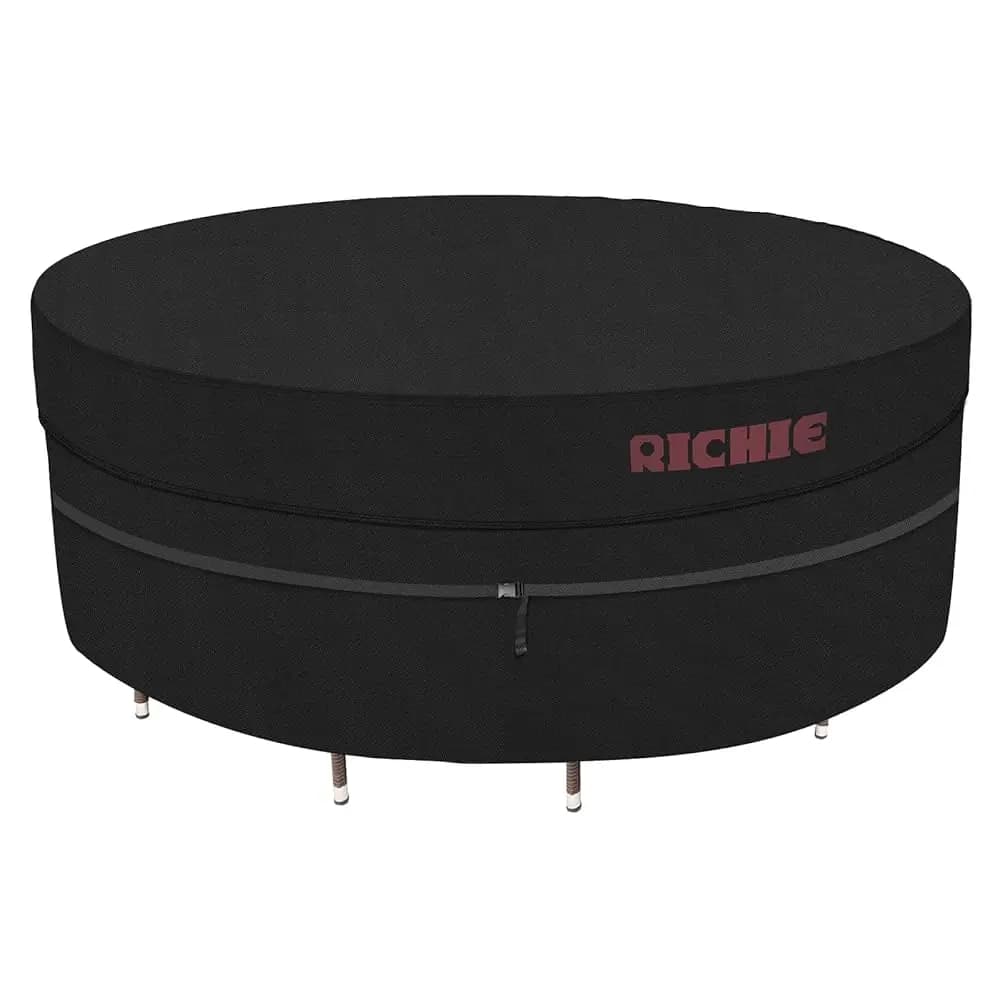 Coperture Impermeabili Rotonde per Mobili da Giardino - Resistenti ai Raggi UV e Anti-Sbiadimento 600D, Copertura per Set di Tavoli e Sedie da Esterno per Tutte le Condizioni Atmosferiche (6)