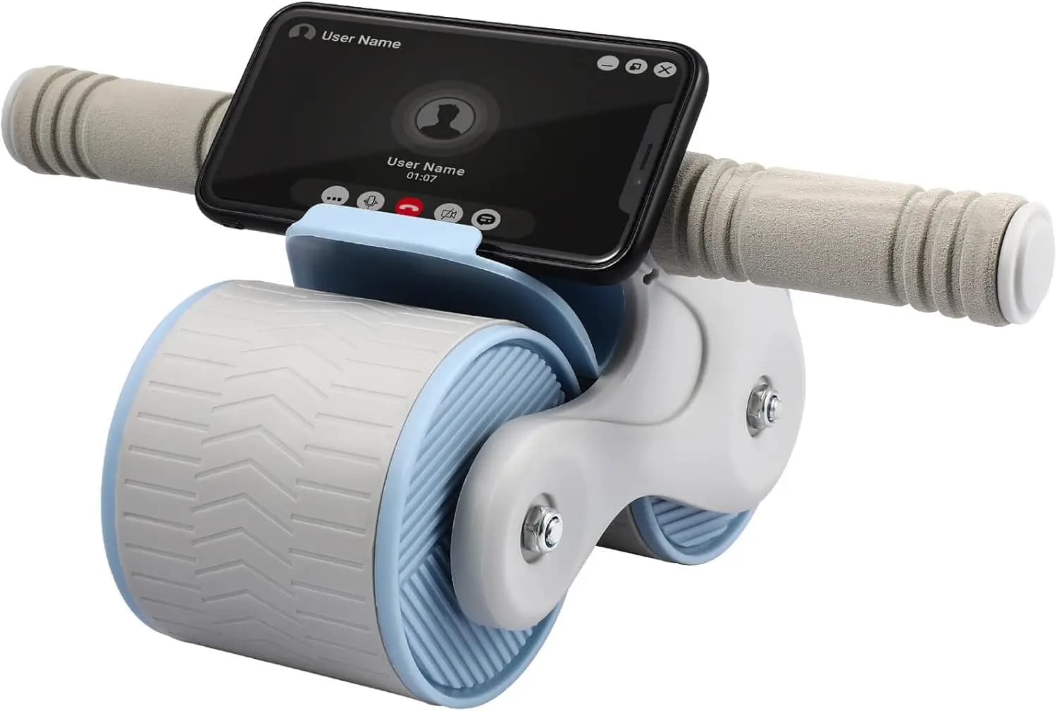 Wakauto Automatic Rebound Ab Roller Wheel with Dual Wide Wheels and Knee Pad for Core Strength Training Lightweight Detachable D
