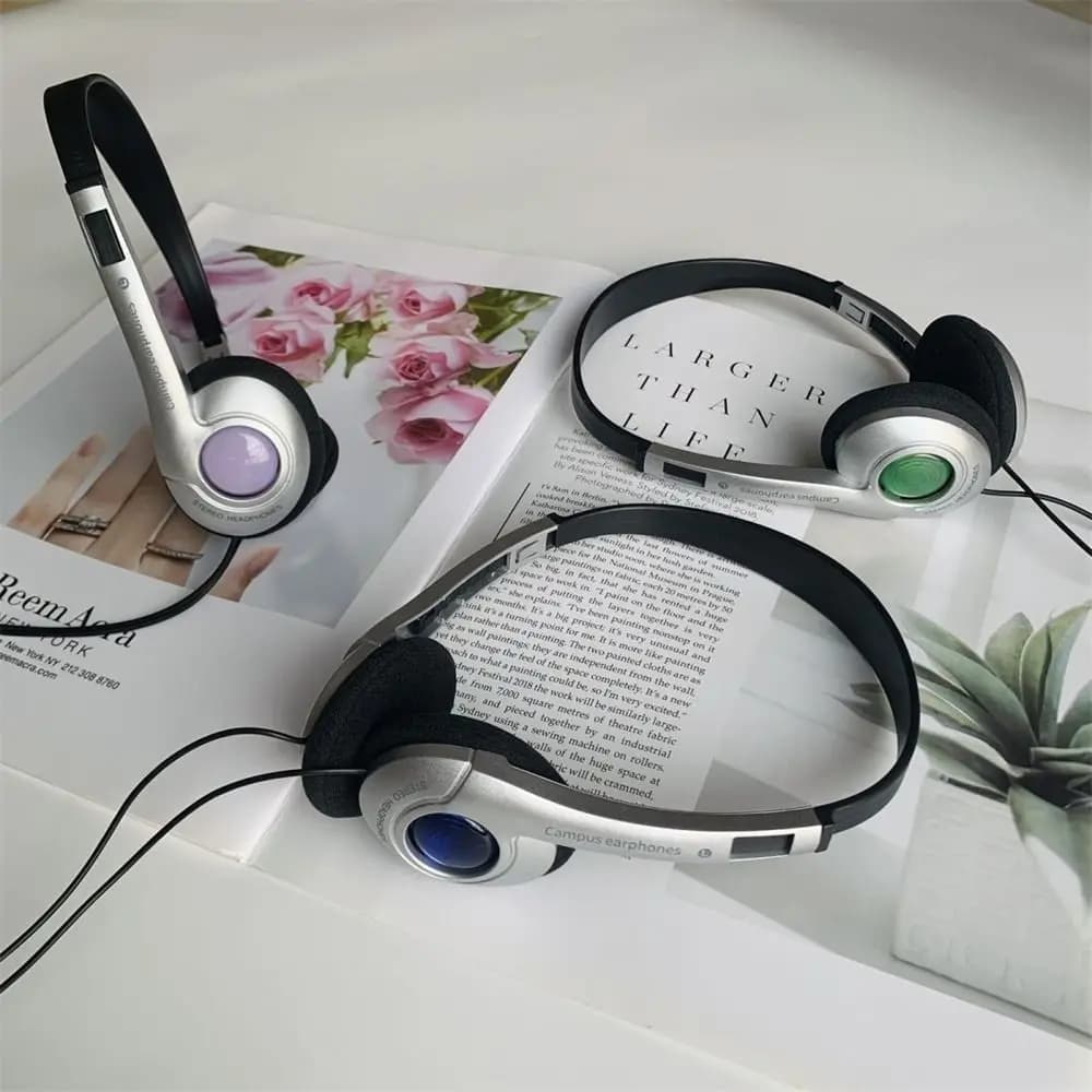 Y2k Personality Retro Headphones Millennium Wind Headset Blue Black Fashion Style Headset Over Ear Earbud 3.5mm Type C Headset