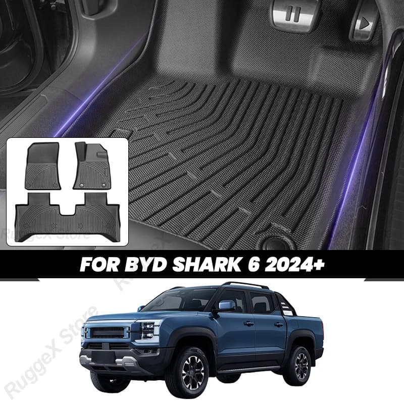 For BYD Shark 6 2024+ Car Floor Mat TPE Material Waterproof Anti-Slip Foot Mat Liner Used For LHD RHD Version Car Accessories