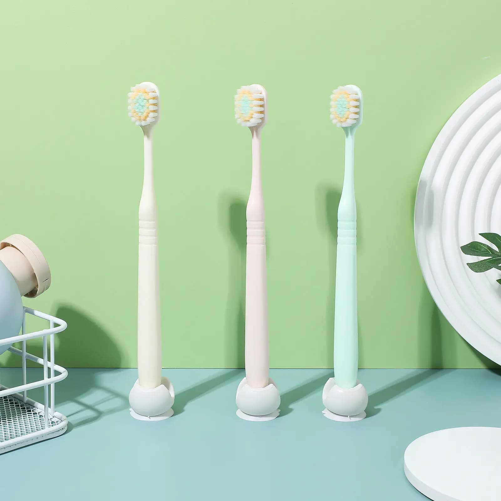 Suction Cup Toothbrush Holder 6 Pack Bathroom Mirror Shower Wall Mount Organizer for Brushes Small Items