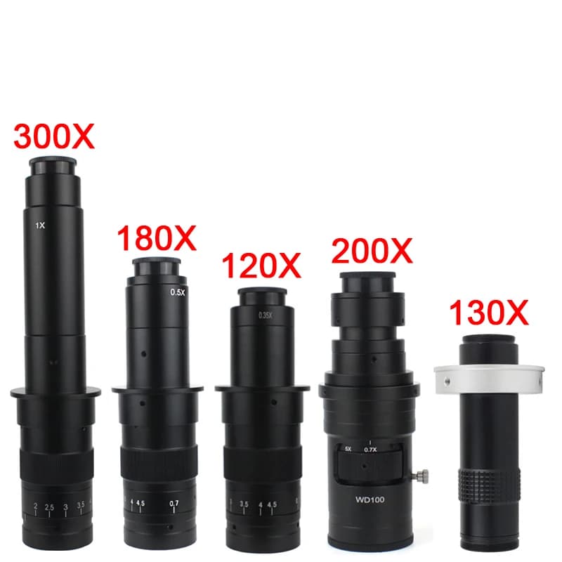 Regolabile 180X 120X 300X 200X 130X Zoom C mount Lens 0.7X ~ 4.5X ingrandimento 25mm per HDMI USB Industry Video Microscope Camera