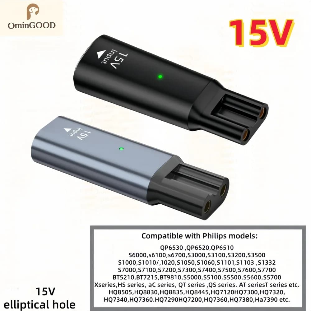 1PCS 15V HQ8505 Type-C Shaver Adapter Charging Converter for Philips One Blade QP6520 QP6530 QP6510 Electric Beard Trimmer