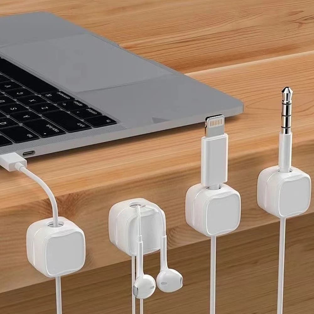 Organizzatore di cavi magnetici versatile da 6 pezzi | Robusto clip da tavolo e montabile a parete | Ideale per cavi dati e cuffie