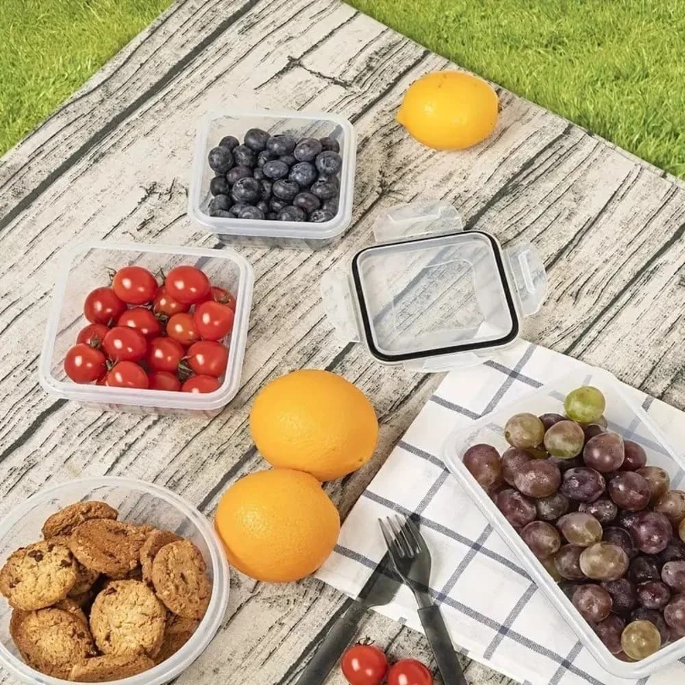 Contenitori per Alimenti Trasparenti Ermetici con Coperchi a Chiusura Ermetica, Scatole Impilabili per Conservazione in Frigorifero, Set per Preparazione Pasti