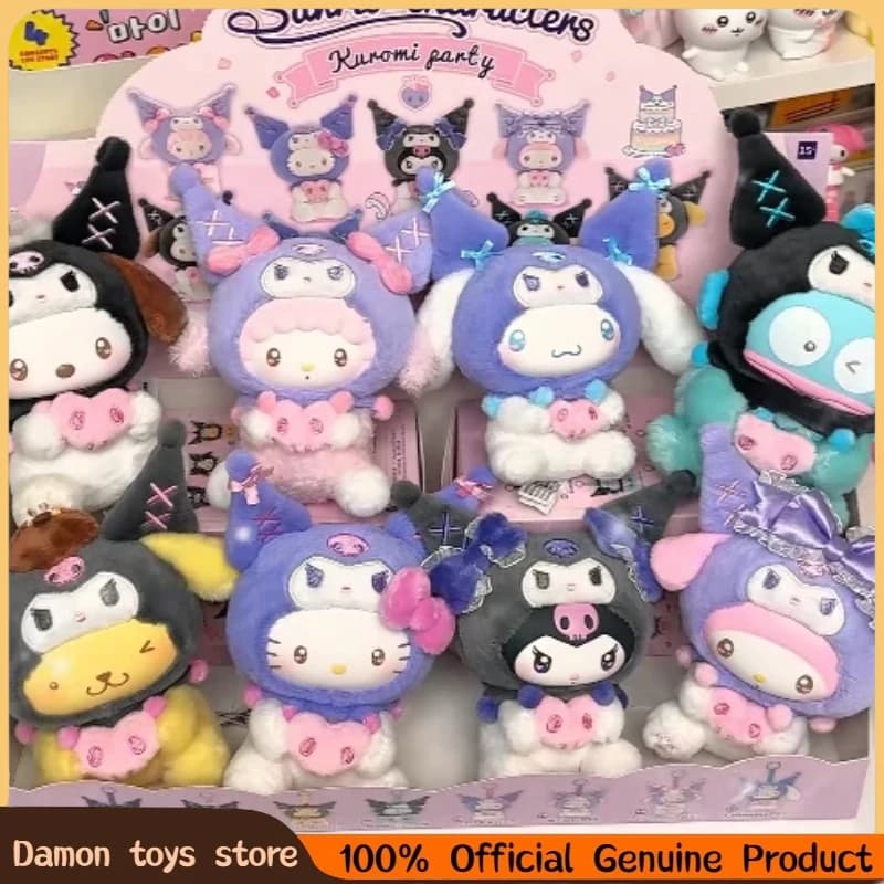 Scatola cieca originale Sanrio Kuromi Party Series Simpatico ciondolo in plastica Decorazione bambola Kuromi Mistero Scatola a sorpresa Giocattolo Regalo di Natale