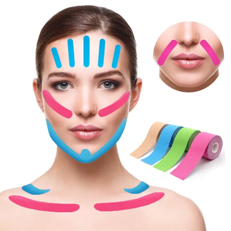 2.5CM * 5M Nastro kinesiologico per viso V Line Collo Occhi Lifting Rughe Rimozione Nastro adesivo Strumento per la cura della pelle del viso Benda elastica